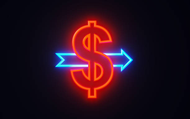 istock American Dollar Shaped Neon Light On Black Wall - Currency Exchange Concept 1138152736
