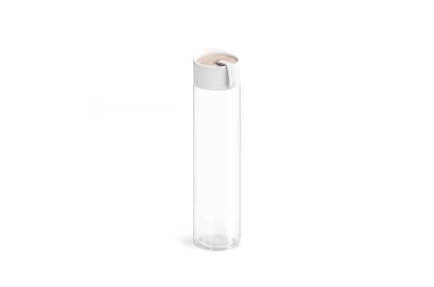 istock Blank white glass sport bottle mockup, isolated, side view 1138153298