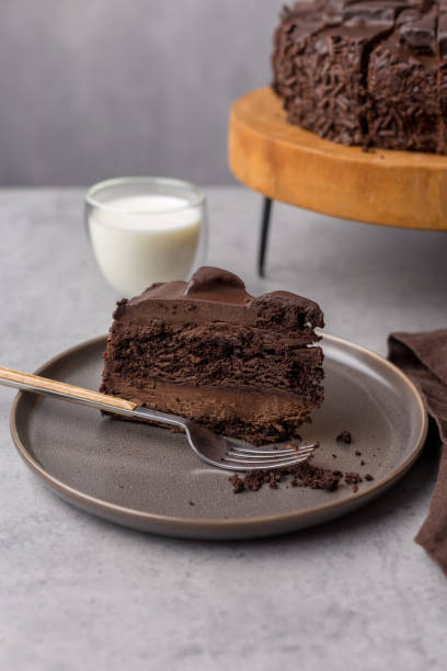 istock Piece of chocolate cake on plate 1138154621