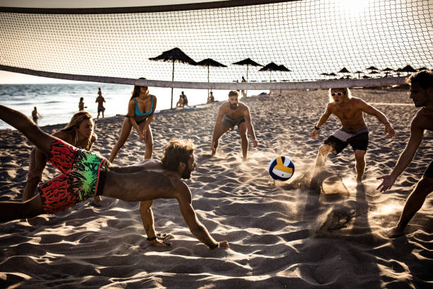 istock Beach volleyball in summer day! 1138154914