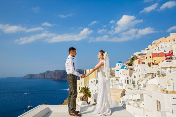 istock Beautiful wedding couple e on Santorini 1138155159