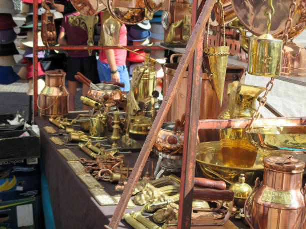 istock Copper and bronze Utensils in a local of San Telmo. 1138156751