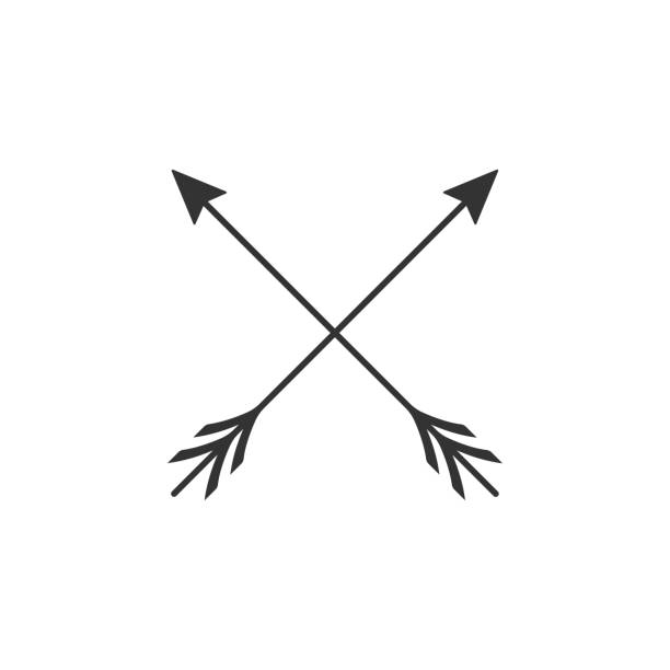 ikona skrzyżowanych strzałek izolowana. płaska konstrukcja. ilustracja wektorowa - indian symbol stock illustrations