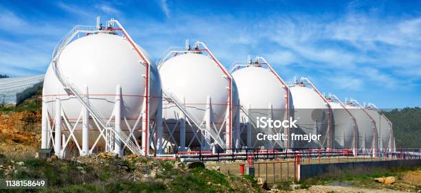 Pressurized Gas Tanks Stock Photo - Download Image Now - Liquefied Natural Gas, Natural Gas, Gas Tank