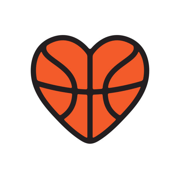 wektorowa ilustracja koszykówki w kształcie serca - basketball single object circle sphere stock illustrations