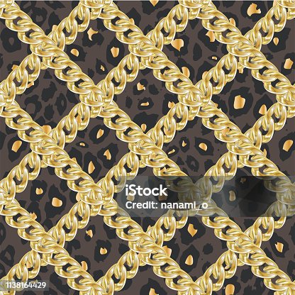 istock Trendy seamless pattern with ropes and tassel on leopard skin. 1138164429