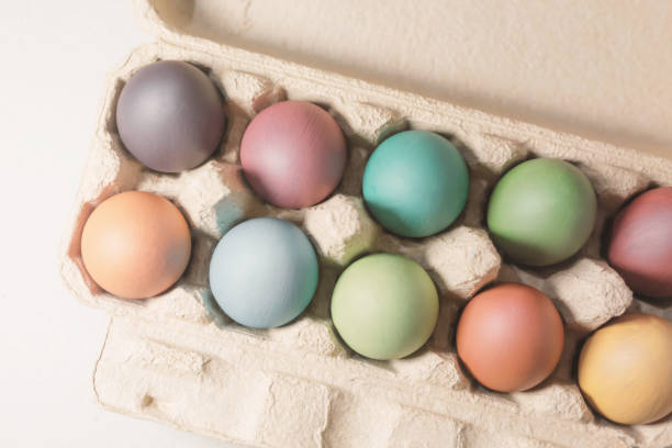 Stylish background of Easter eggs,handmade painted .