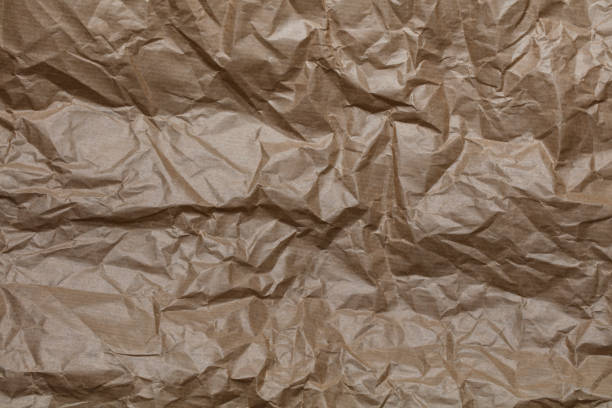 High detailed full focus studio photographed brown wrinkled paper.