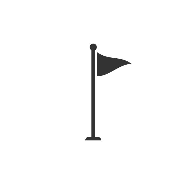 ゴルフ旗のアイコンを分離します。ゴルフ用具またはアクセサリー。フラットなデザイン。ベクトルイラストレーション - flag stick点のイラスト素材／クリップアート素材／マンガ素材／アイコン素材