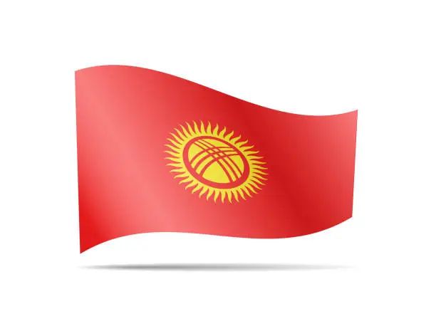 Vector illustration of Waving Kyrgyzstan flag in the wind. Flag on white vector illustration