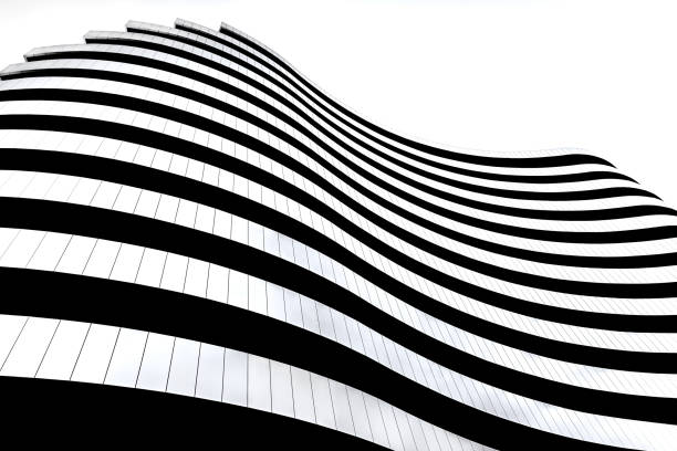 Modern architecture in Serbia. Waves facade design. Building in the shape of a flag. Modern architecture in Serbia. Waves facade design. Building in the shape of a flag. skyscraper photos stock pictures, royalty-free photos & images