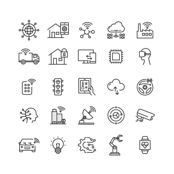 Internet of Things Related Vector Line Icons Internet of Things Related Vector Line Icons autonomous vehicles stock illustrations