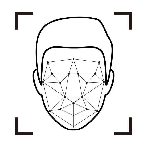 Vector illustration of Facial Recognition System concept icons, simple vector illustration