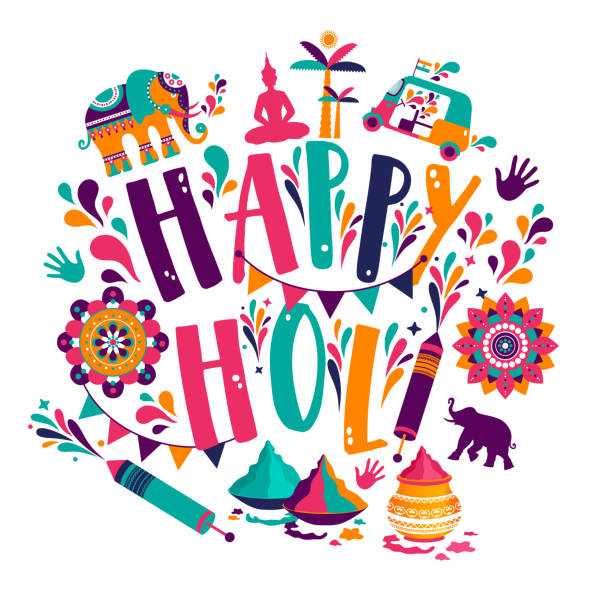 Happy holi vector elements for card design , Happy holi design with colorful icon. Happy holi vector elements for card design , Happy holi design. holi stock illustrations