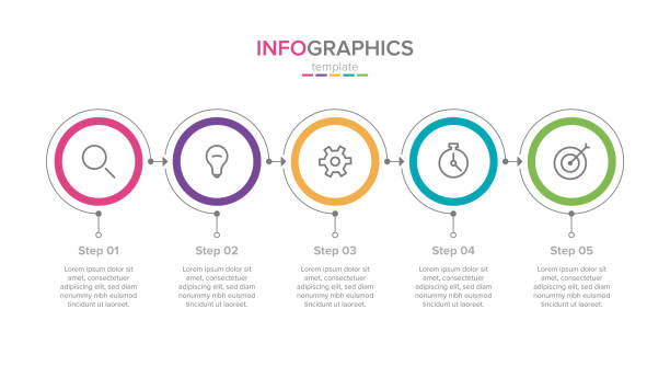 векторный шаблон инфографики с иконками. 5 вариантов или шагов. инфографика для бизнес-концепции. может быть использован для информации гра - five objects stock illustrations