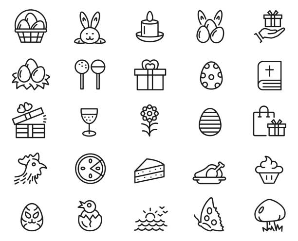 ostersymbol gesetzt - easter nest stock-grafiken, -clipart, -cartoons und -symbole