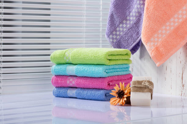 istock Colorful towels in bathroom. 1138175070