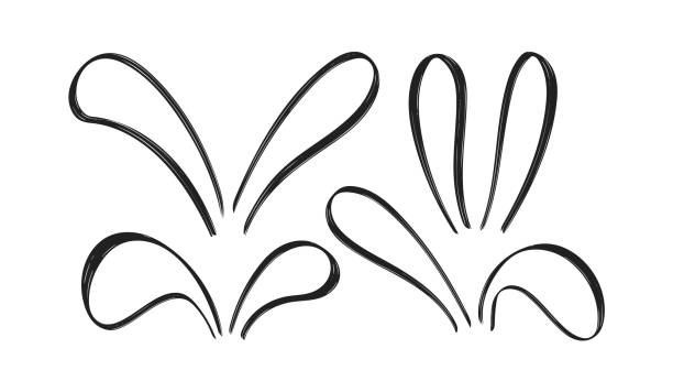 Set of Hand Drawn doodle bunny ears on white baclground. Sketch line Easter decoration. Vector illustration: Set of Hand Drawn doodle bunny ears on white baclground. Sketch line Easter decoration. bunny ear stock illustrations