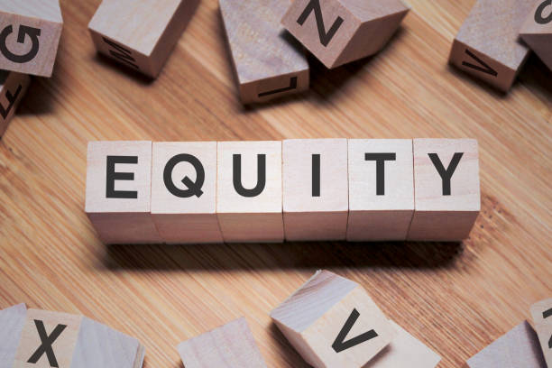 EQUITY Word In Wooden Cube stock photo