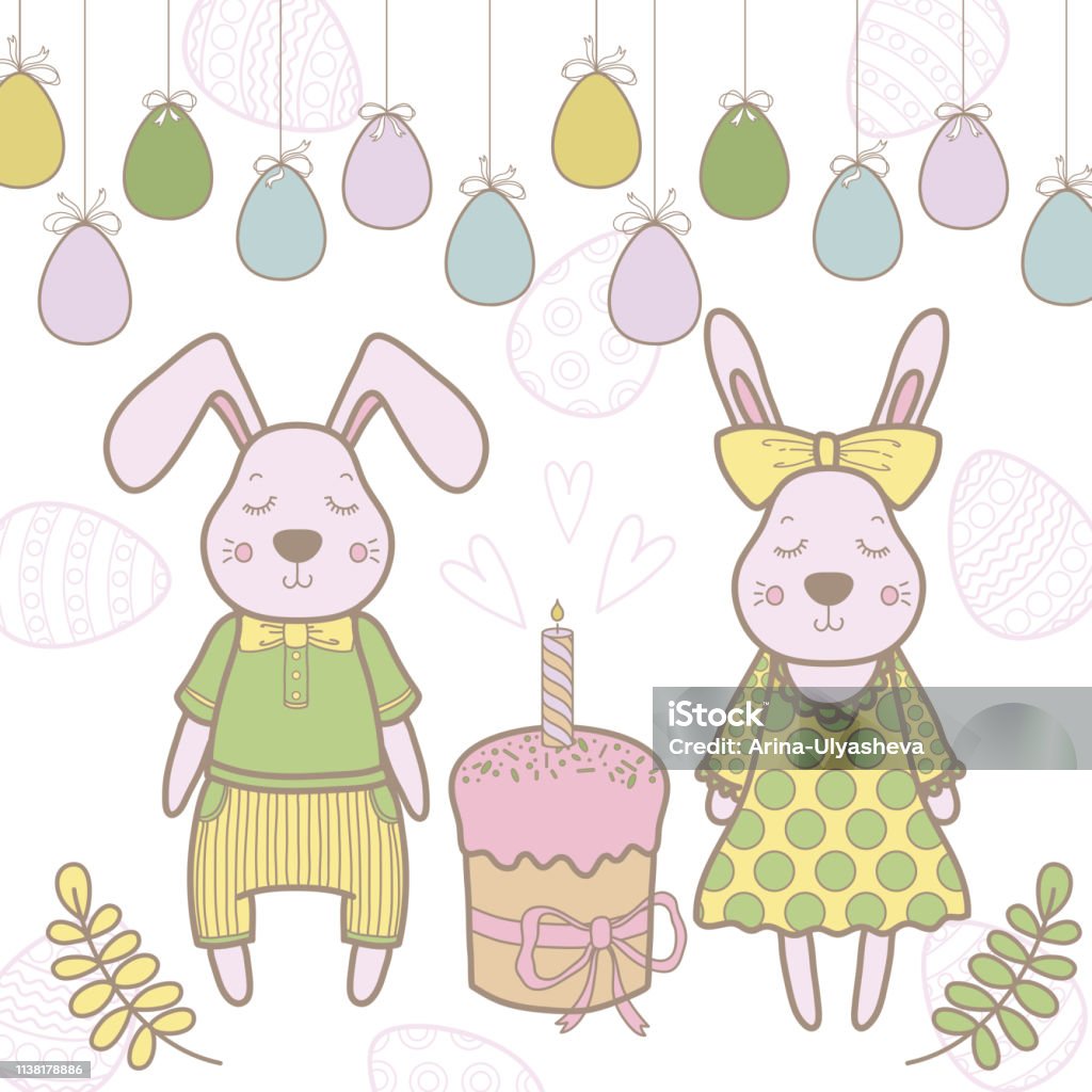 Easter Rabbit Family Easter Rabbit Family With Easter Egg Vector Illustration Isolated Stock ...
