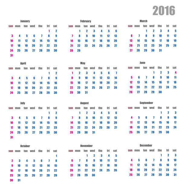 Calendar for the year 2016 in a flat style stylish Calendar for the year 2016 in  a flat style stylish 2016 stock illustrations