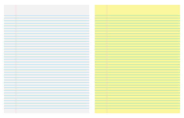 Paper leaves yellow and white in line Paper leaves yellow and white  in line ruled stock illustrations