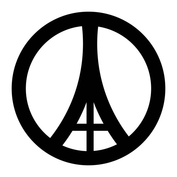 파리에서 플랫 스타일 에펠 타워에 서명 - francia stock illustrations