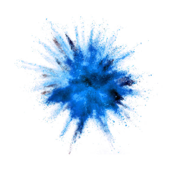 istock Explosion of blue powder on white background 1138184726