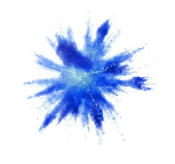 istock Explosion of blue powder on white background 1138184735