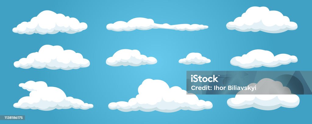 Clouds Set Isolated On A Blue Background Simple Cute Cartoon Design Icon Or  Logo Collection Realistic Elements Flat Style Vector Illustration Stock  Illustration - Download Image Now - iStock