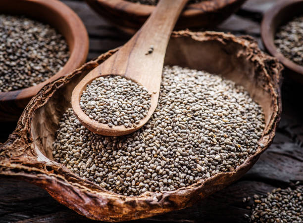 istock Chia seeds in organic dish. 1138187871
