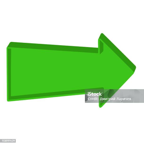 Green Arrow Pointing Right On A White Background Stock Illustration - Download Image Now - Aiming, Arrow Symbol, Awards Ceremony