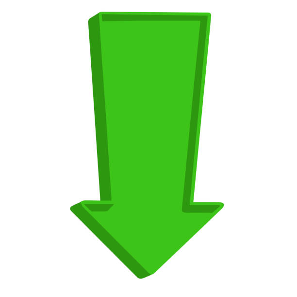 Green arrow pointing down on a white background Green arrow pointing down on a white background. easy button image stock illustrations