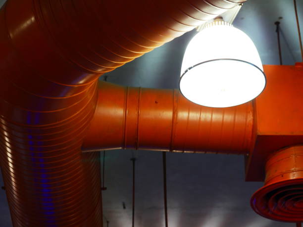 istock Air condition system of pipes and fans on ceiling 1138193080
