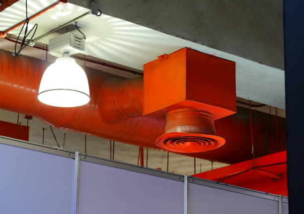 istock Air condition system of pipes and fans on ceiling 1138193118