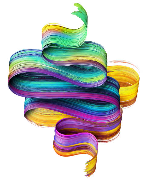 istock 3d render, abstract brush stroke, neon smear, colorful folded ribbon, paint texture, artistic clip art, isolated on white background 1138193520