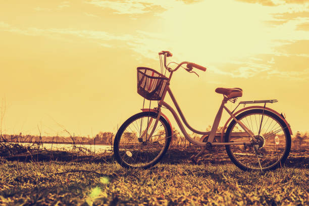 istock bicycle with sunrise at park 1138193686