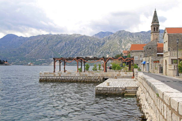 Sunny Mediterranean landscape. Montenegro, Bay of Kotor.