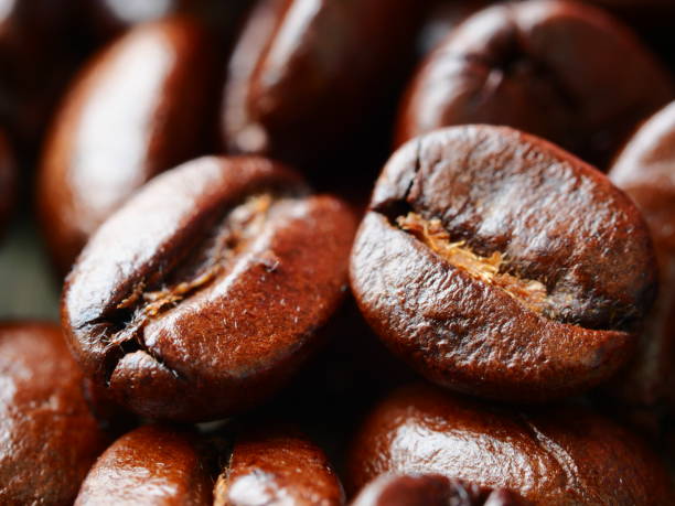 ブラウンシードコーヒークローズアップ - caffeine macro close up bean ストックフォトと画像