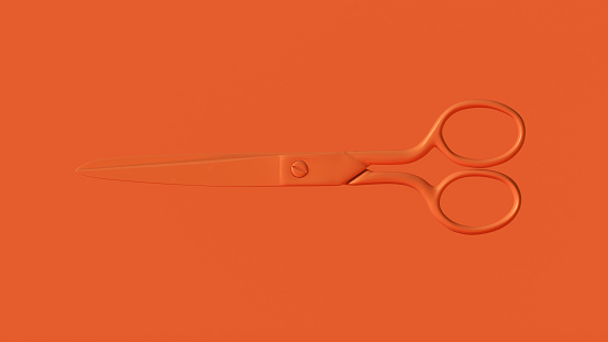 Orange Metal Tailoring Scissors 3d illustration 3d render