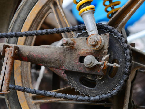 istock Rear chain and sprocket of motorcycle 1138196189