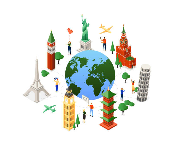 istock Travel around the world - colorful isometric illustration 1138197568