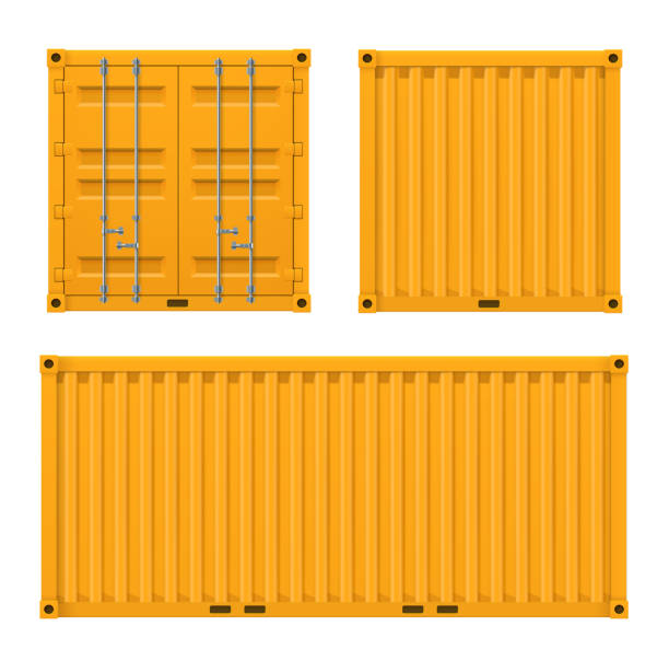 Cargo yellow container for shipping and sea export Cargo bright yellow container for shipping and sea export. Vector flat style cartoon illustration isolated on white background container stock illustrations