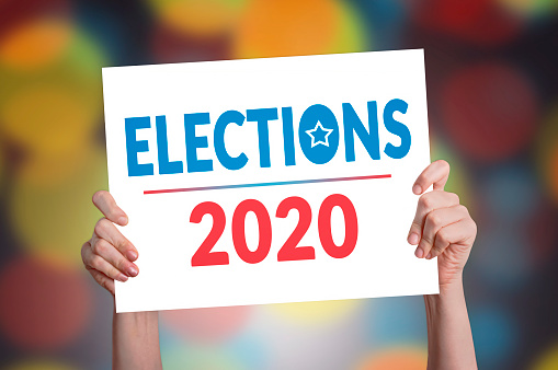 Elections 2020 Card with Bokeh Background