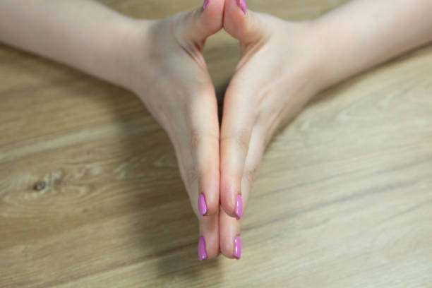 istock Hands with beautiful nails painted bright, manicure 1138201133