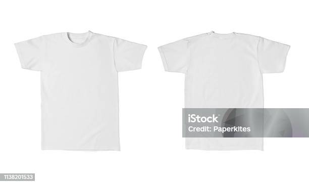 White T Shirt Template Cotton Fashion Stock Photo - Download Image Now - T-Shirt, Template, White Color