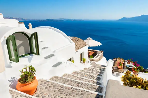 Photo of White architecture on Santorini island, Greece.