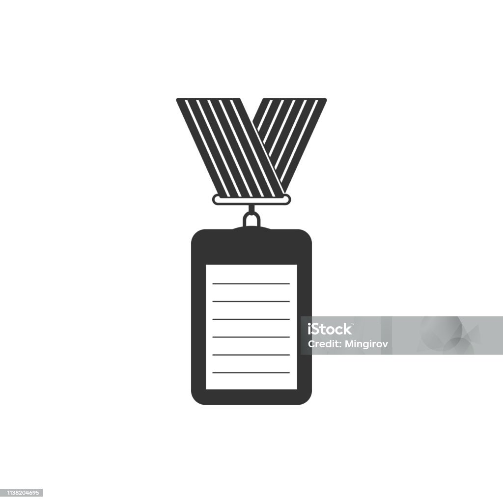 Identification badge with lanyard icon isolated. Identification card. It can be used for presentation, identity of the company. Flat design. Vector Illustration Accessibility stock vector