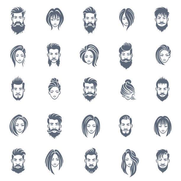 Men And Women Hairstyle Icon Set Stock Illustration - Download Image Now -  Men, Human Face, Hair - iStock