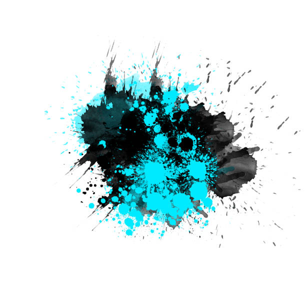 istock Light blue and black color ink splatter splash isolated on white grunge design element background template 1138208353